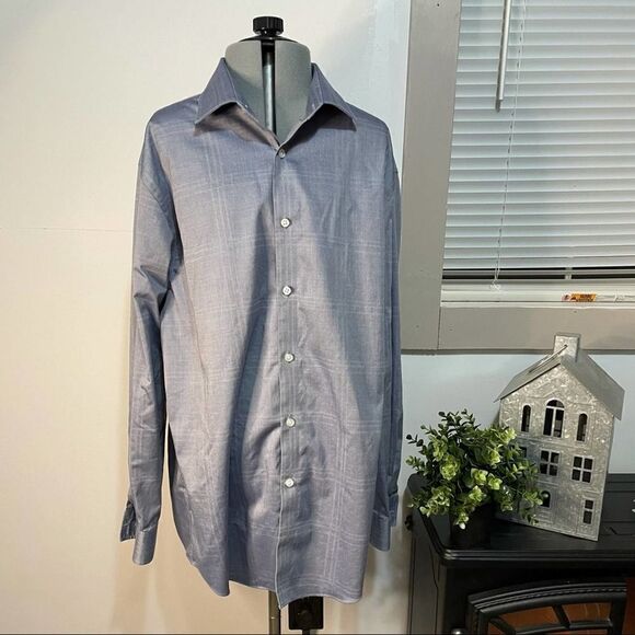 Michael Kors Blue Striped Button Up Mens Dress Shirt Neck size 16.5 - Picture 1 of 3